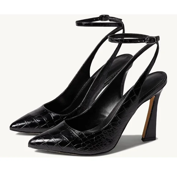 Womens Closed Toe Ankle Strap Heels Pointed Toe Pumps Shoes Slingback High Heel - Picture 1 of 8